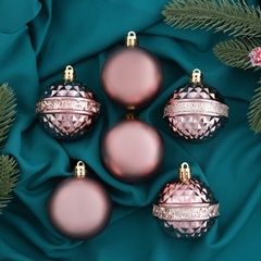 !09 Набор елочных игрушек(6 штук): Ёлочные игрушки "Лаурен" d=6 см,цвет и дизайн микс