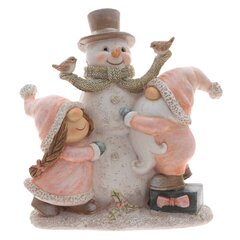 Фигурка декоративная "Снеговик, девочка и гном", L14,5 W8,5 H16,5 см