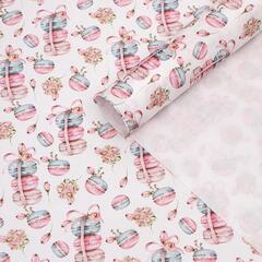 !Бумага упаковочная 2 штуки крафт "Макаруны" 50 х 70 см.