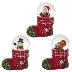 Фигурка декор в стекл шаре "Дед Мороз/Снеговик/Мишка", D4,5 см, L8 W5 H8 см, 3в.