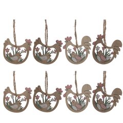 Набор из 8-ми изделий декоративных подвесных "Курица/Петух" (6*05*6), L12,5 W12,5 H1,5 см