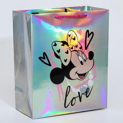 !09 Пакет (набор 4 штуки) голография горизонтальный "Love", Минни Маус, 25 х 21 х 10 см