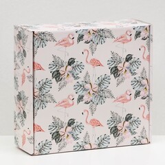 !09 Коробка (набор 2 штуки) самосборная "Тропики", 23 х 23 х 8 см.