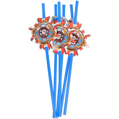 !09 Одноразовые трубочки для коктейлей Riota Веселый Пират, набор 6 штук