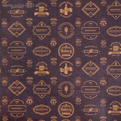 !09 Бумага (набор 5 листов) упаковочная крафтовая "Этикетки" 50х70 см.