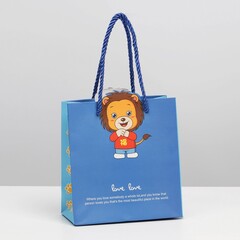 !09 НАБОР 2 ШТУКИ - Пакет подарочный, упаковка, «Львёнок в кармашке», 14 х 7 см.
