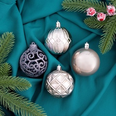 !09 Набор елочных игрушек - Ёлочные игрушки «Винтажный узор», шары новогодние, d=6 см, набор 16 шт., МИКС
