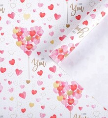 !09 Бумага (набор 4 листа) упаковочная крафтовая «For you with love» 70 × 100 см.