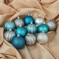 !09 Набор елочных игрушек - Ёлочные игрушки «Праздничный салют», шары новогодние, d=6 см, набор 12 шт., серебристо-синий