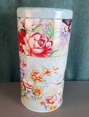 !09 Банка для хранения "Цветы" 3 в 1 H- 28 см.