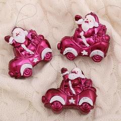 !Украшение ёлочное "Дед Мороз в автомобиле" 7,5х7 см (набор 3 шт)