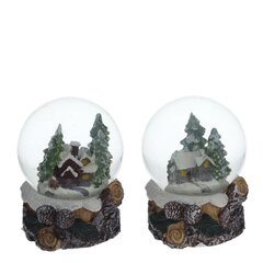 Фигурка декор в стекл шаре "Домик" (подсвет, LR44x2 н/п), D 6 см, L7 W7,5 H8 см, 2в.