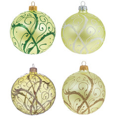 Украшение новогоднее "Шар" (блок 4 шт), D 10 см L10 W10 H12 см, цена за 1 штуку, (в ассорт.)