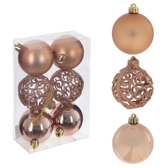 Набор из 6шт Украшение новогоднее "Шар", D 6 см, L17,5 W6 H11,5 см