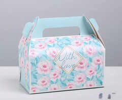 !09 Сундучок (набор 3 штуки) для сладкого With love, 16 × 15 × 9 см. голубого цвета