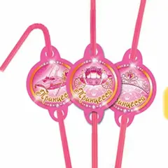 !09 Одноразовые трубочки для коктейлей "Моя Принцесса" набор 6 штук