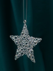 !09 Украшение ёлочное "Звезда - магия" (набор 4 шт) 9,5 см, цвет серебро