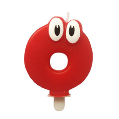 !09 Набор свечей в торт "Глазки" 2 штуки: "Цифра 0 " красная+"Цифра 7" синяя