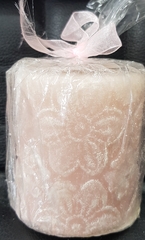 !09 НАБОР 2 ШТУКИ - Свеча- цилиндр декоративная "Цветочное кружево" 8 см. цвет микс