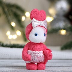 !09 Фигурное мыло (набор 3 штуки) "Зайка с зайцем" цвет розовый с белым, 79 гр.