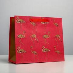 !Пакет крафтовый 2 штуки горизонтальный «Фламинго», ML 27 х 23 х 11,5 см