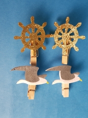!Набор декоративных прищепок "Sea love" 4 шт, фетр/дерево