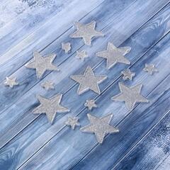!09 Наклейка на стекло(набор 30 штук) "Звёздочки серебристые" 18,5х18,5 см/