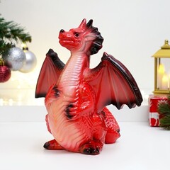 !Фигура "Крылатый дракон", 23см, красный