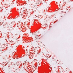 !Бумага упаковочная 2 листа глянцевая "Сердечки" , 100 х 70 см.