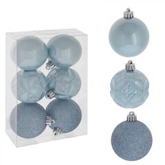 Набор из 6шт Украшение новогоднее Шар "Голубая сказка", D 6 см, L11,5 W6 H17 см