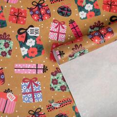 !Бумага упаковочная 2 листа крафтовая «Подарки», 50 х 70 см.