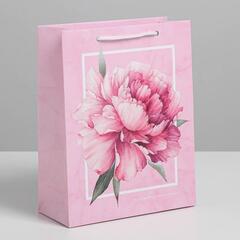 !09 Пакет (набор 3 штуки) ламинированный вертикальный «Пион» MS 18 × 23 × 8 см.