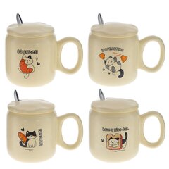 Кружка с крышкой и ложкой, 450 мл, L14 W9 H12 см, 2в.