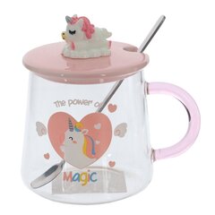 Кружка с крышкой и ложкой, 400 мл, L12,5 W9 H12 см