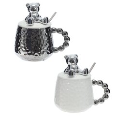 Кружка с крышкой и ложкой, 400 мл, L14 W10 H14 см, цвет микс