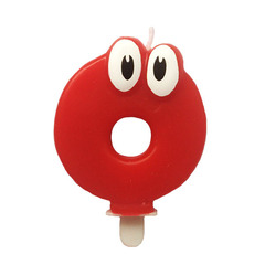 !Набор свечей 2 штуки - Свеча для торта с глазками: "Цифра 0 " красная+"Цифра 7" синяя