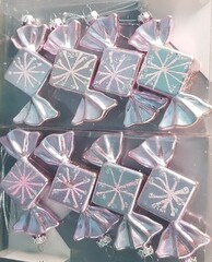 !09 Набор из 8-ми конфет: Елочное украшение "Конфетка" 10 см. блеск цвет розовый