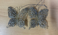 !09 Елочное украшение 2 штуки бабочки "Classic Silver"