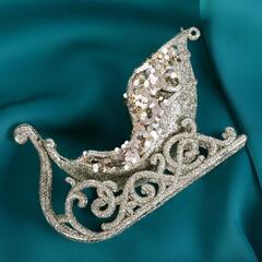 !09 Украшение ёлочное (набор 2 штуки) "Сияющая глазурь - сани" 11х6,5 см, золото