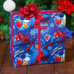 !09 Бумага упаковочная 2 листа глянцевая «С Новым Годом!», Человек-паук, 70 х 100 см