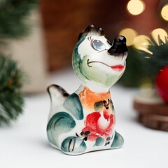 !09 Сувенир (набор 2 штуки) "Дракоша", гжель, цветной