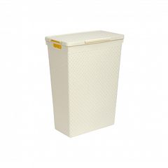 Корзина для белья БЕРЕСТА слоновая кость узкая с крышкой 50л