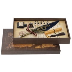 Набор подарочный: ручка перьевая, 5 наконечников, чернильница, воск, печать, держатель, Д26 Ш15 В4 с