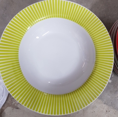 !09 Набор суповых тарелок 3 штуки "Полоска" 22 см. цвет зеленый