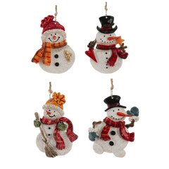Изделие декоративное подвесное "Снеговик", L6,5 W1,5 H8,5 см, 4в.