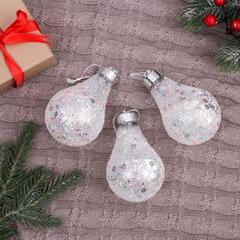 !09 Набор елочных украшений(набор 3 штуки) "Снежное царство", 7*9 см, цвет белый