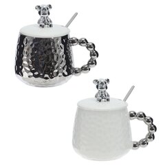 Кружка с крышкой и ложкой, 400 мл, L14 W10 H13 см, цвет микс