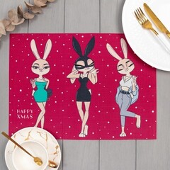 !09 Набор из 2-х предметов - Салфетка на стол "Happy Xmas", ПВХ, 40*29 см