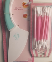 !09 Набор для кондитера 2 предмета: Лопатка-нож 2 в 1 для торта + Набор кондитерских инструментов 8 штук цвет микс