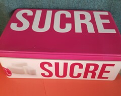 !09 Банка для хранения "Sucre", металл, горизонтальная,цвет розовый